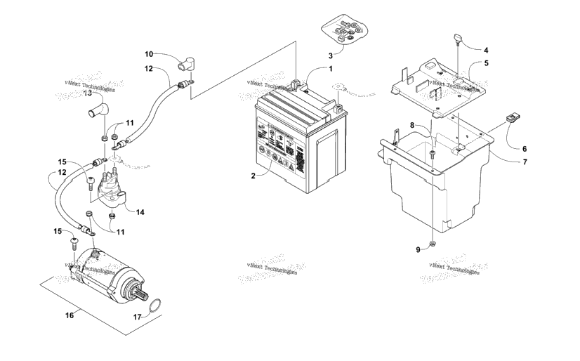 Battery And Starter Motor Assembly