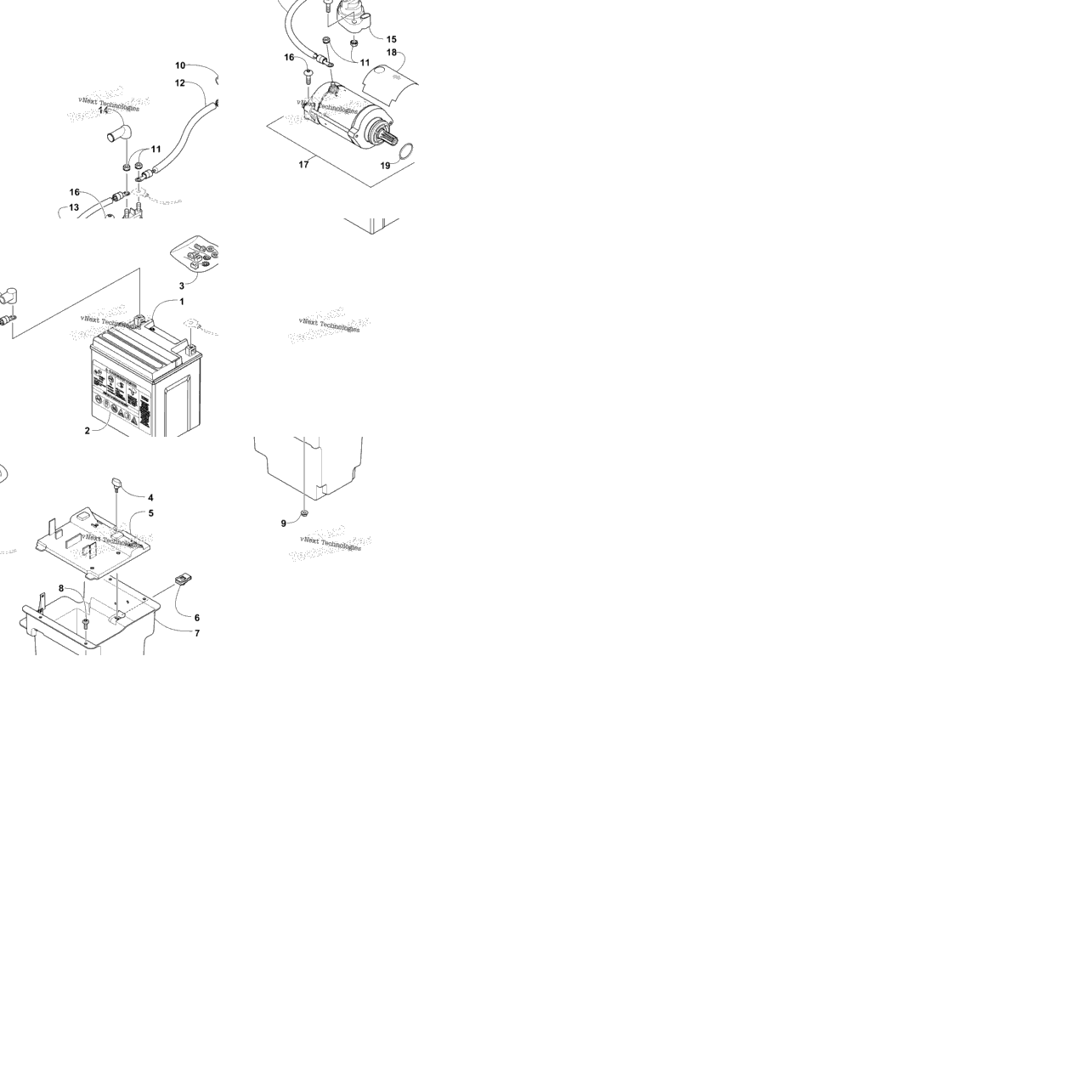 Battery And Starter Motor Assembly