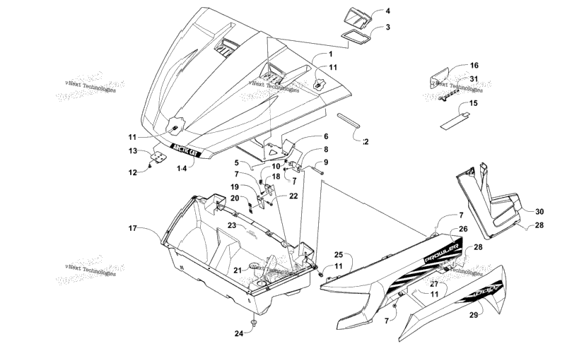 Hood/Front Storage And Side Panel Assembly