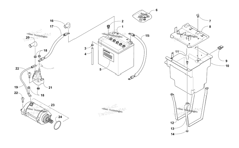 Battery And Starter Motor Assembly