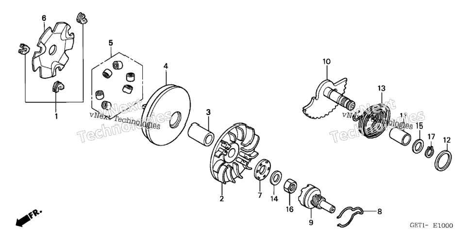 Drive Face + Kick Starter Spindle