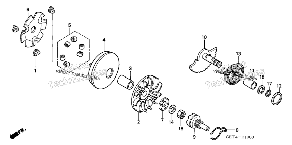Drive Face + Kick Starter Spindle