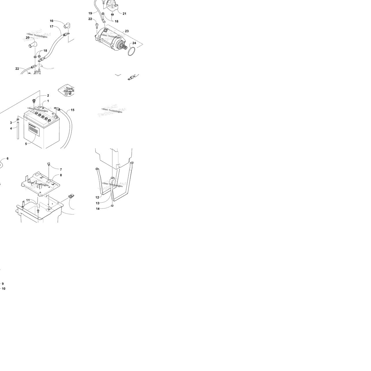 Battery And Starter Motor Assembly