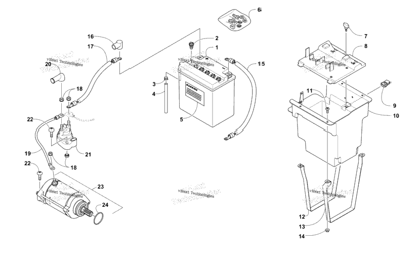 Battery And Starter Motor Assembly