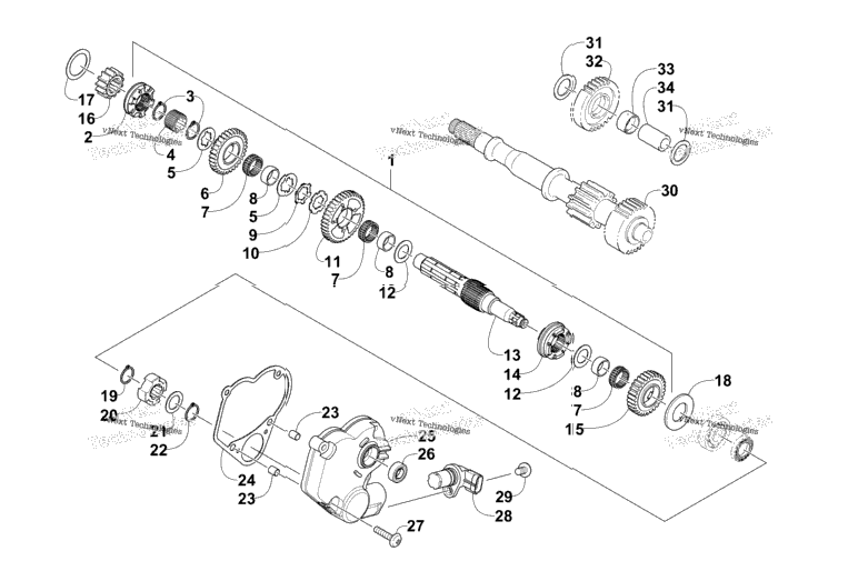Secondary Transmission Assembly (Up To Engine Serial No. 40010069)
