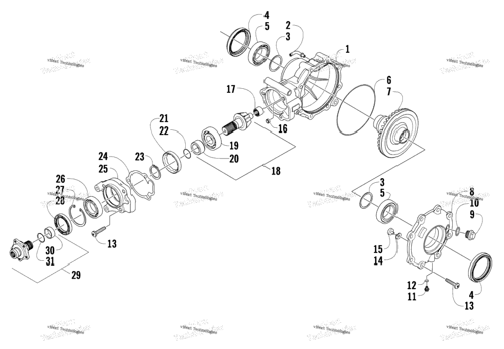 Rear Drive Gearcase Assembly