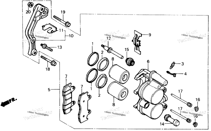 Fr. Brake Caliper 84-86