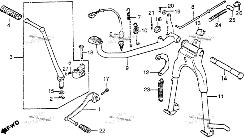 Main Stand + Arm + Gearshift Pedal