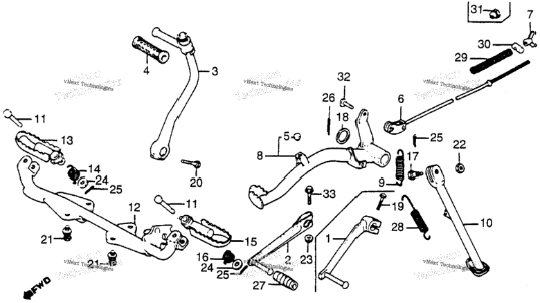 Pedal + Kick Starter Arm + Stand 80-84