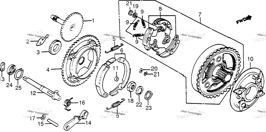 Oil Pump Driveshaft + Clutch + Parking Shaft