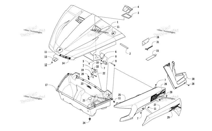 Hood/Front Storage And Side Panel Assembly