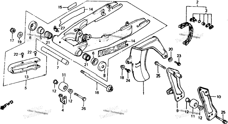 Swingarm + Chain Case 81