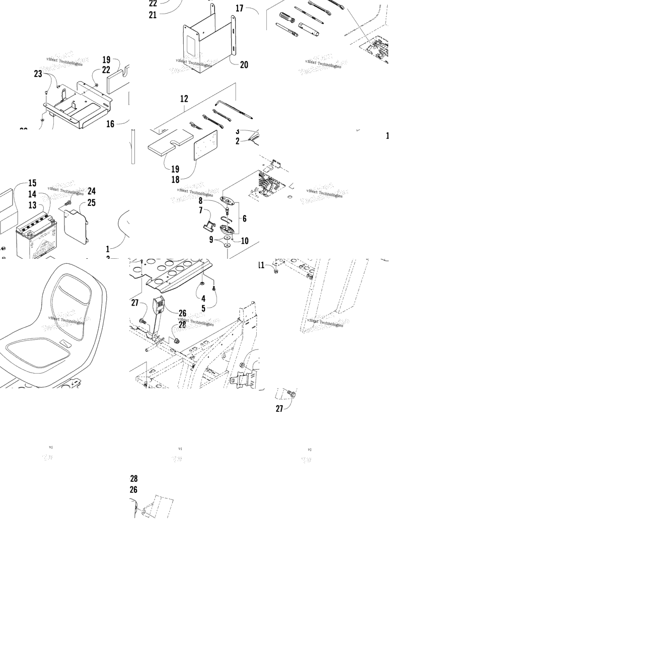 Seat, Battery, And Tool Kit Assembly