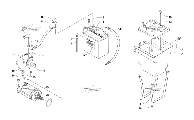 Battery And Starter Motor Assembly