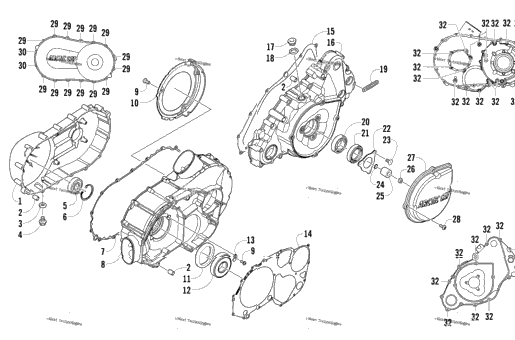 Clutch/V-Belt/Magneto Cover Assembly
