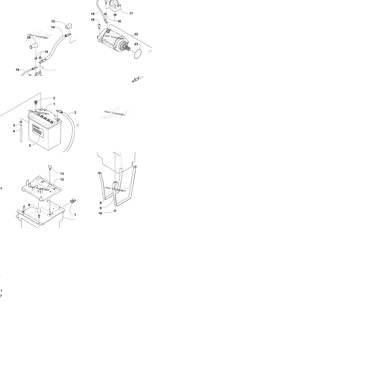 Battery And Starter Motor Assembly