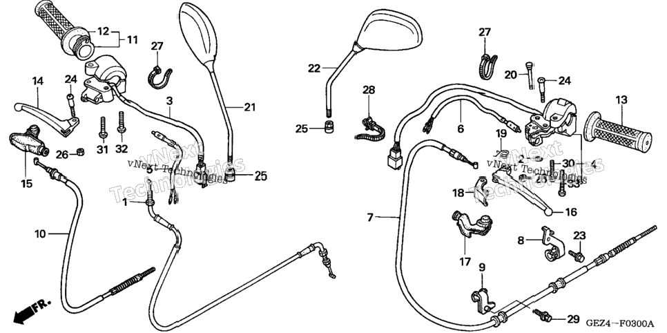 Handle Lever + Switch + Cable