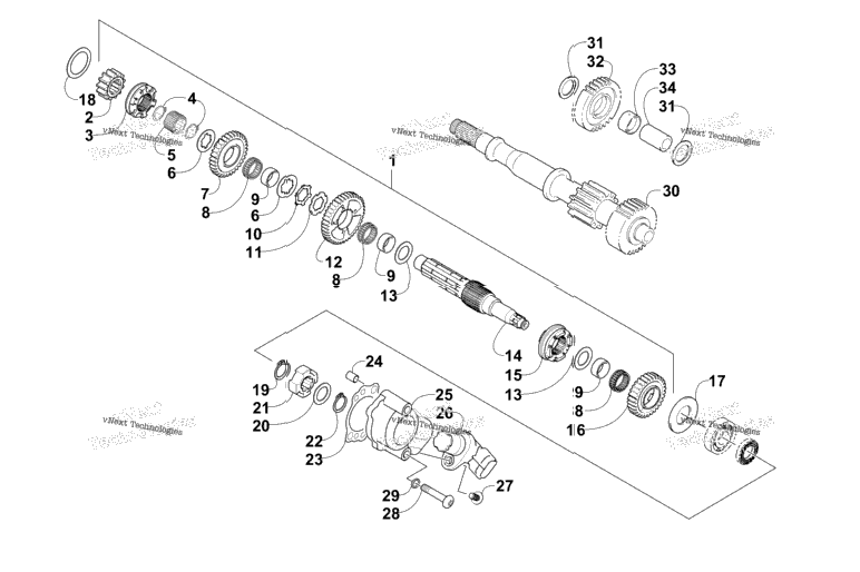 Secondary Transmission Assembly (Engine Serial No. Up To 0700A60010049)