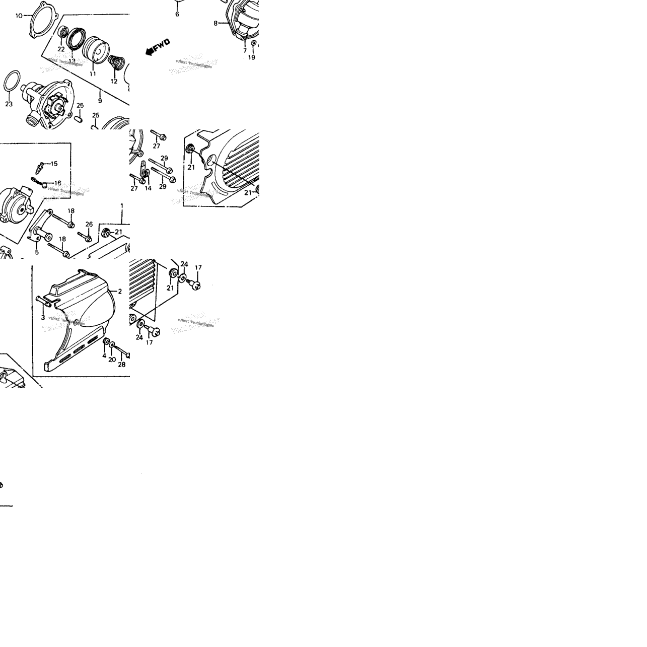 Left Crankcase Cover + Water Pump