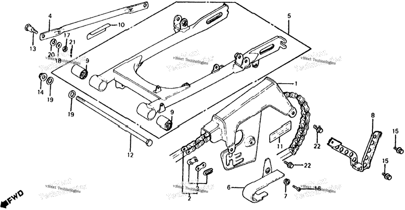 Xl100s Swingarm + Chain Guard 81-85