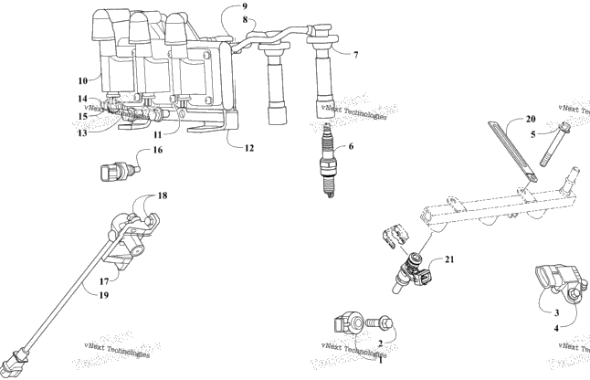 Fuel Rail, Coils, And Sensors
