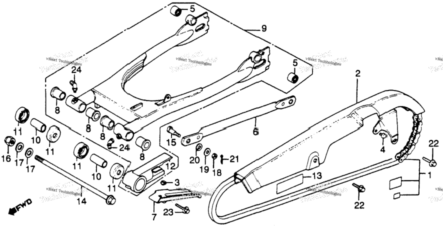 Swingarm + Chain Case