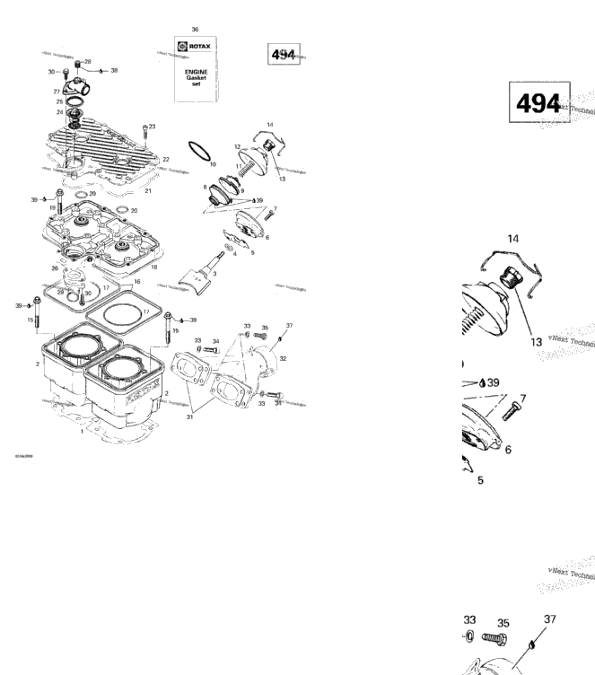 Cylinder, Exhaust Manifold (494)
