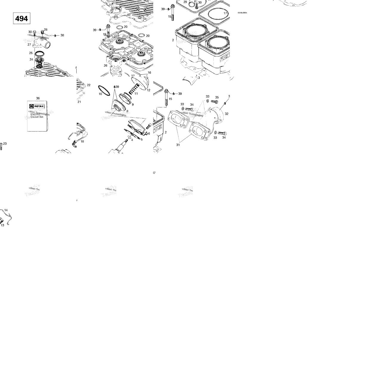 Cylinder, Exhaust Manifold (494)