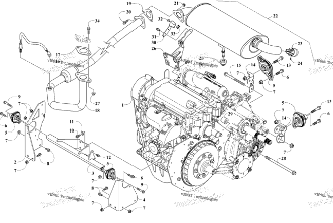 Engine And Exhaust Assembly