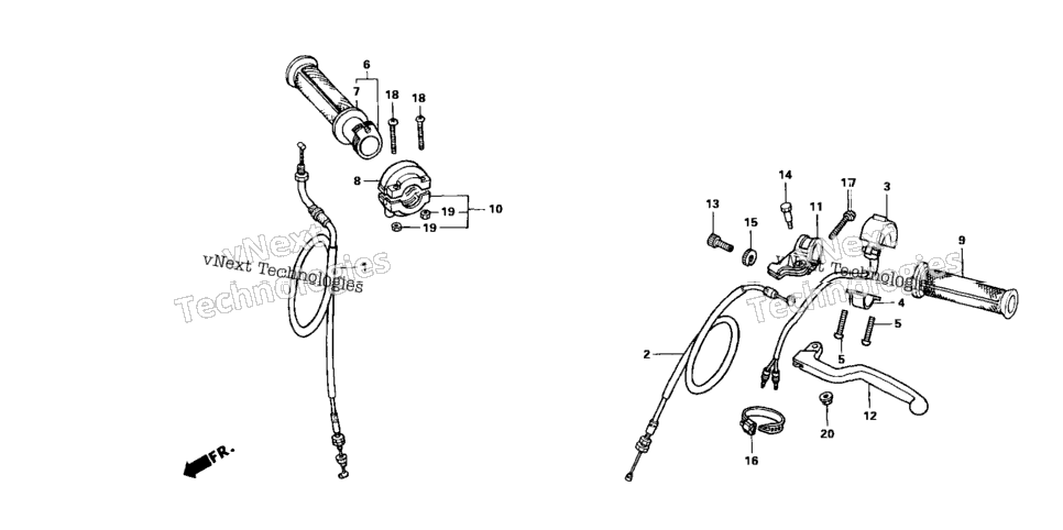 Handle Lever + Switch + Cable