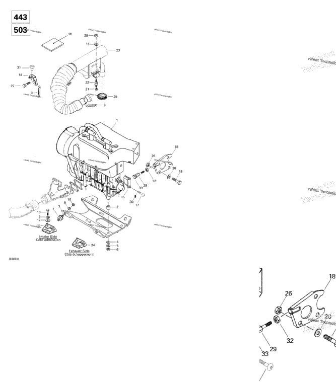Engine Support And Muffler (443, 503)