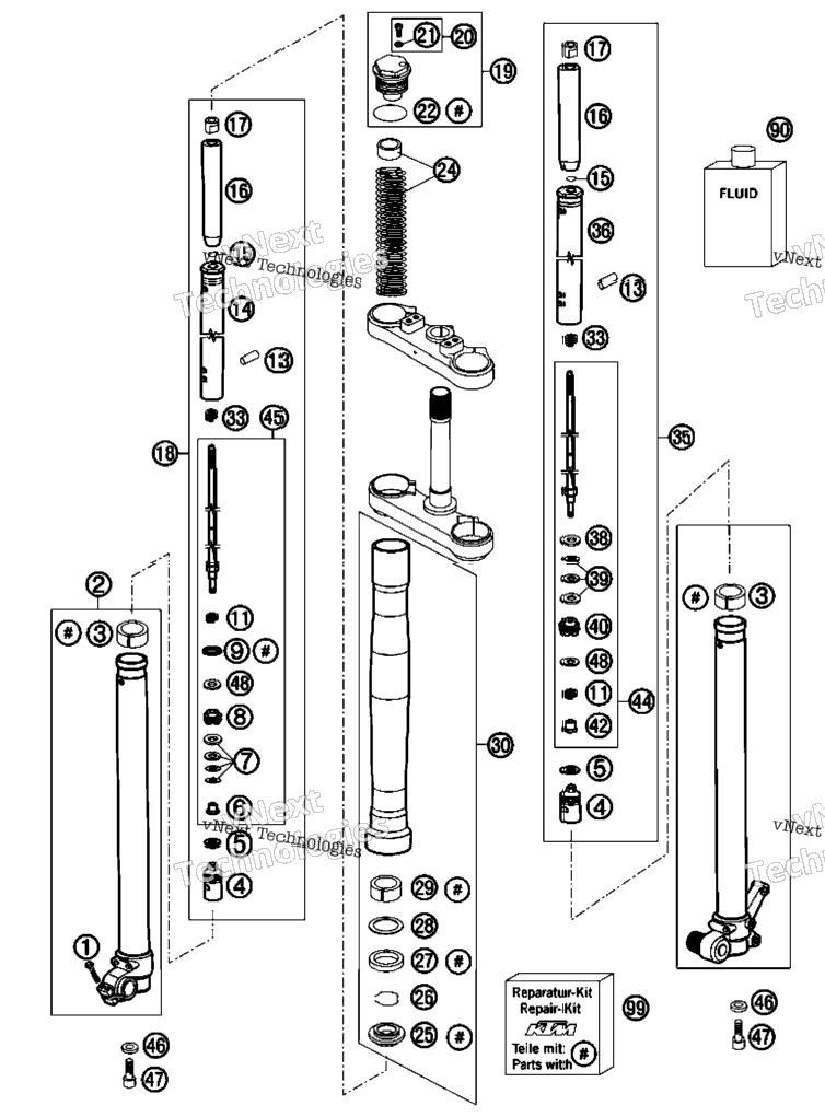 Front Fork, Disassembled