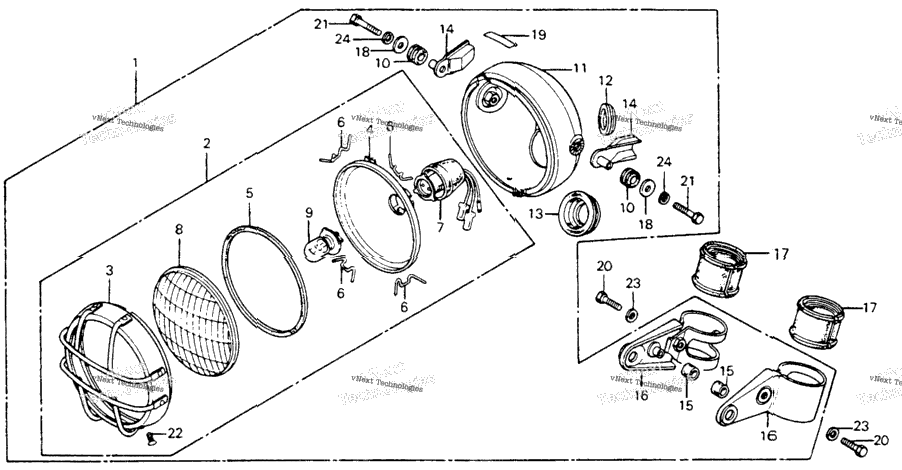 Headlight + Headlight Case 76-77