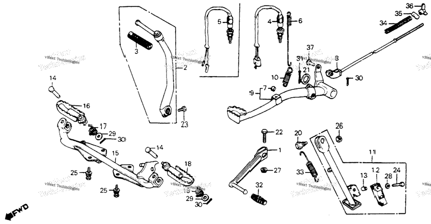 Brake Pedal + Gearshift Pedal + Side Stand