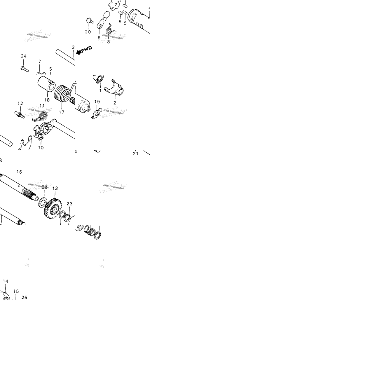 Gearshift Fork + Gearshift Drum + Kick Starter Spindle 80-82