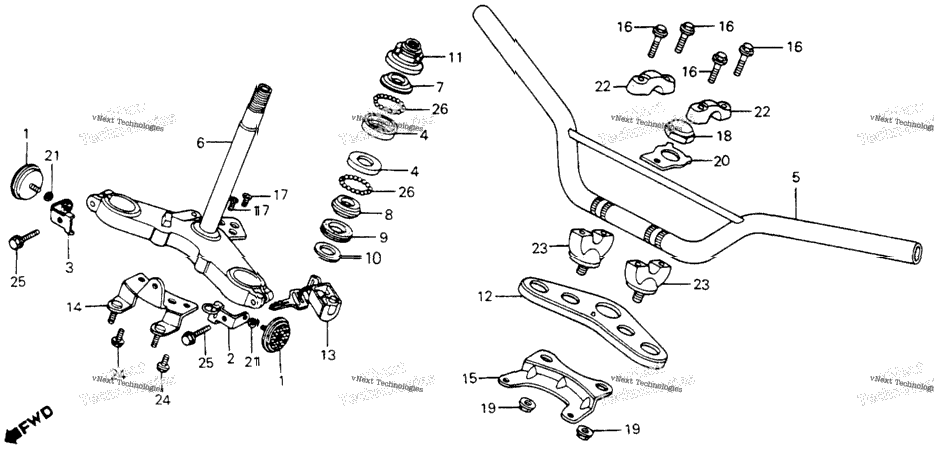 Handlebar + Top Bridge + Steering Stem 83-85