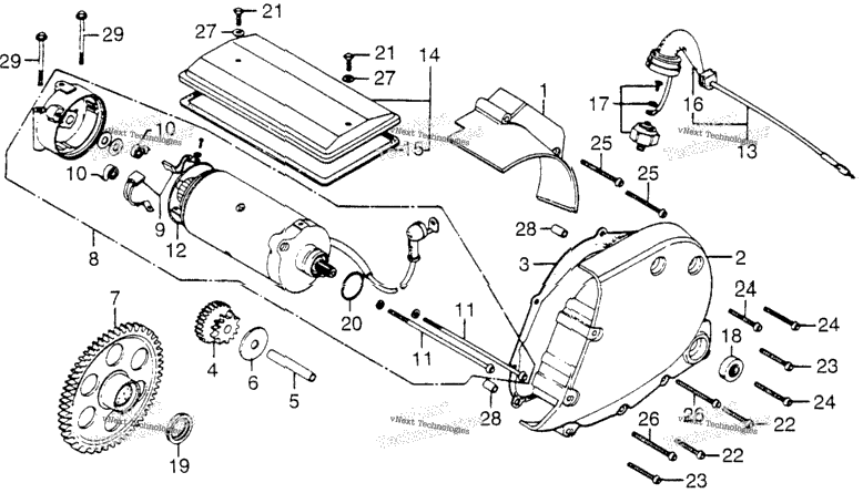 Starter Motor + Crankcase Cover