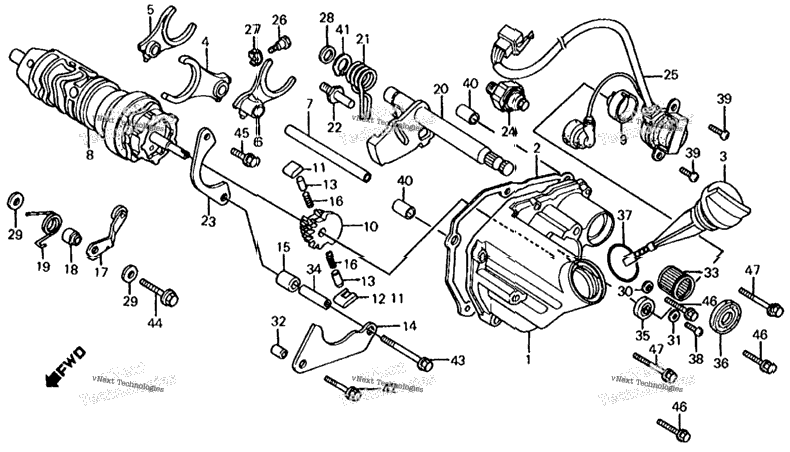 Gearshift Drum + Gearshift Fork