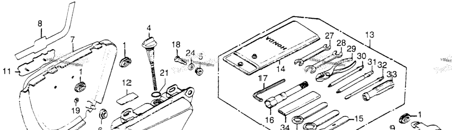 Side Cover + Oil Tank + Tools