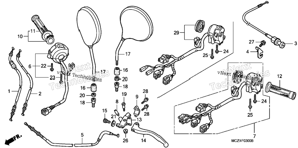 Handle Lever + Switch + Cable