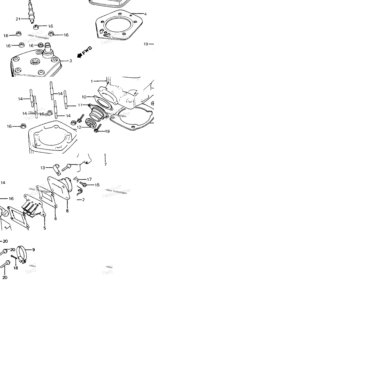 Cylinder Head + Cylinder + Reed Valve 82