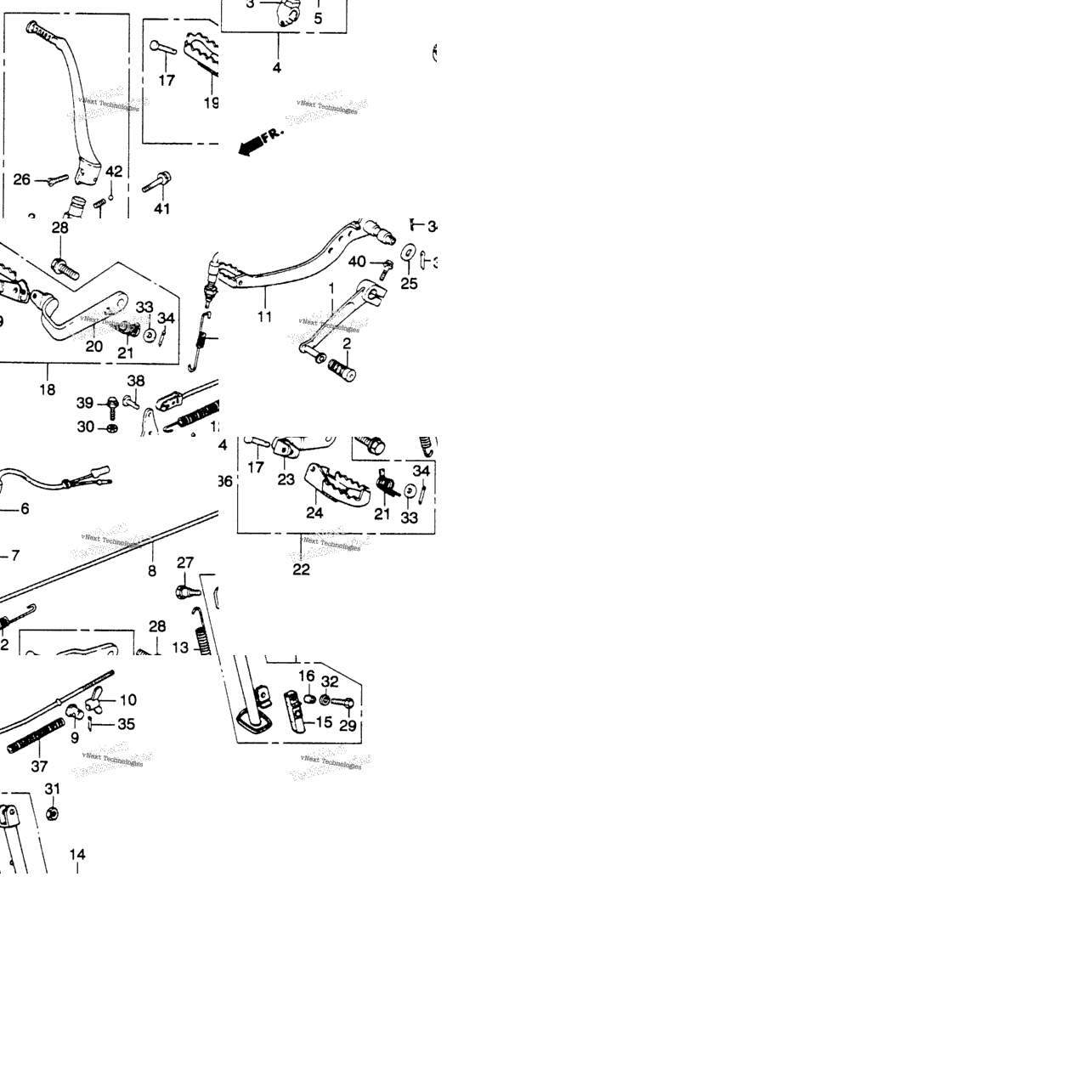Footpegs + Gearshift Brake Pedals + Stands 82-83