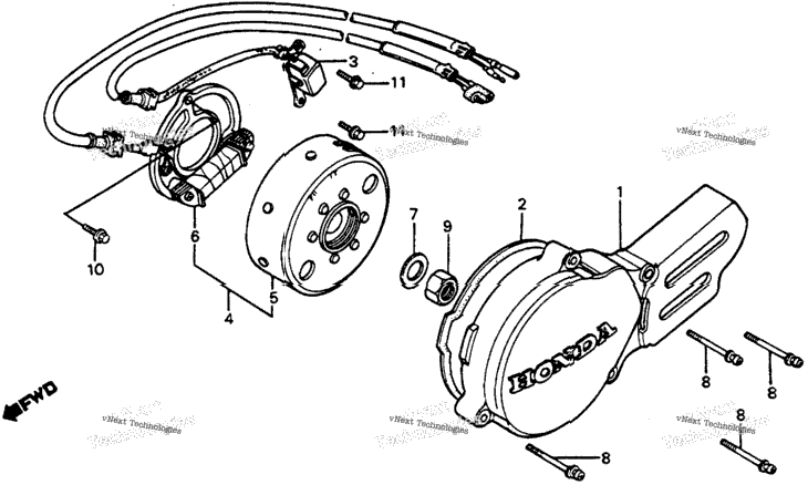 Left Crankcase Cover + Alternator 83