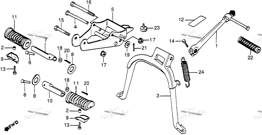 Stand + Step Kick Starter Arm + Rear