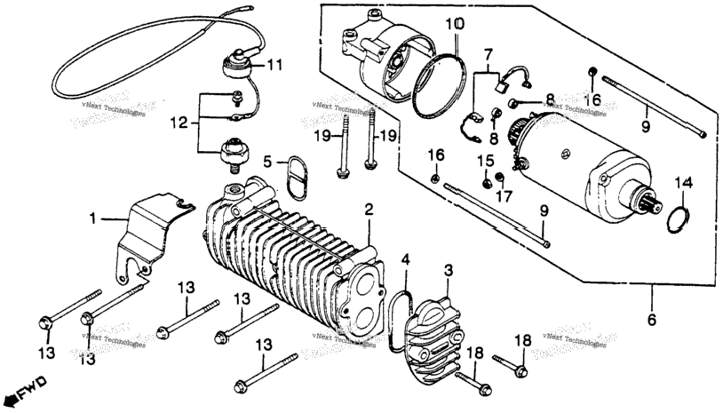 Starter Motor + Oil Cooler
