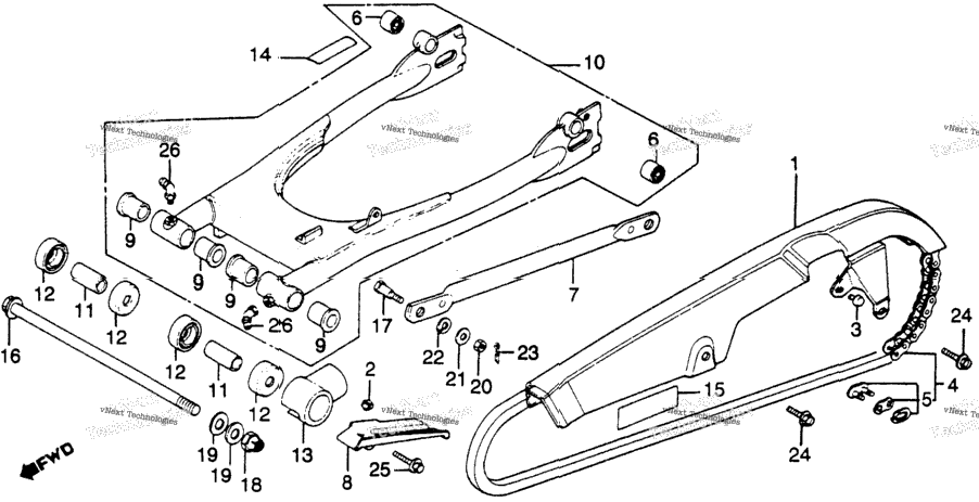 Swingarm + Chain Case