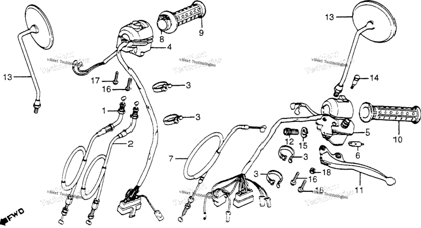 Cm400a Handle Lever + Cable + Mirror + Switch 79-81