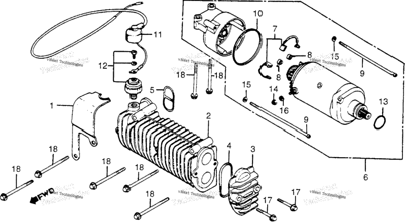 Starting Motor + Oil Cooler