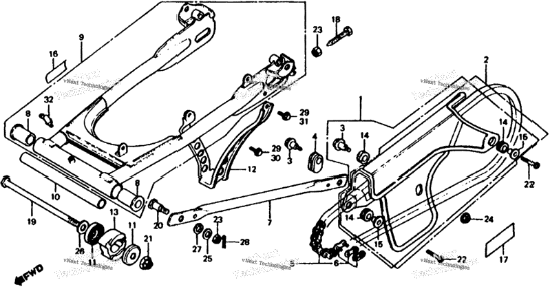 Swingarm + Chain Case