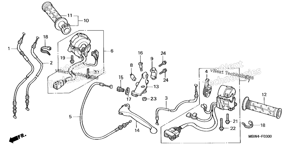Handle Lever + Switch + Cable ('99-'00)